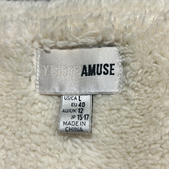 Amuse Society Women’s Grey Striped Wool Sherpa Lined Button Front Jacket Large - Picture 9 of 10